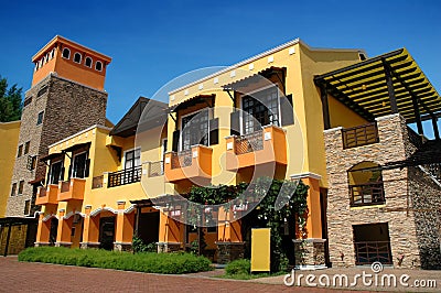 Colorful building, low angle Stock Photo
