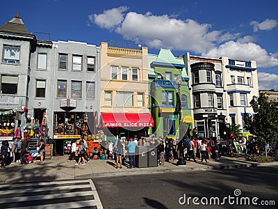 Colorful Buildings on Adams Morgan Day Editorial Stock Photo