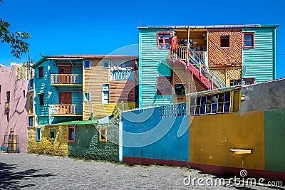 Colorful buildings of Caminito street in La Boca neighborhood - Buenos Aires, Argentina Stock Photo