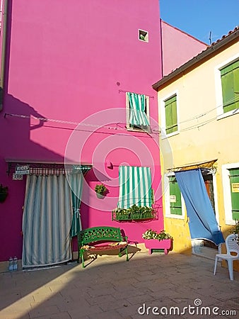 colorful buildings of Island Burano Venice Italy Editorial Stock Photo