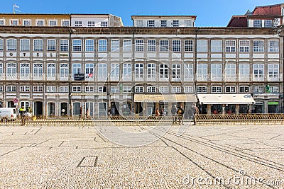 Colorful buildings in Toural Square. Guimaraes. Portugal Editorial Stock Photo