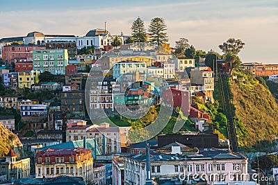 Colorful buildings of Valparaiso, Chile Stock Photo