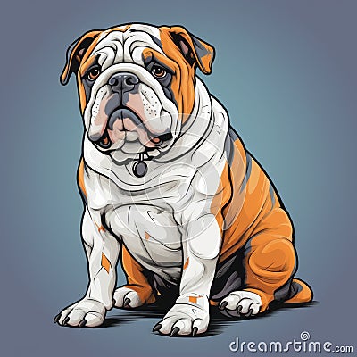Colorful Bulldog Cartoon Illustration With Distinct Markings Cartoon Illustration