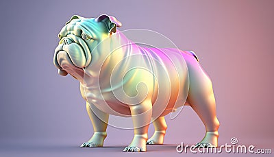 colorful bulldog created with generative AI technology Cartoon Illustration