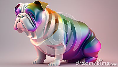 colorful bulldog created with generative AI technology Cartoon Illustration