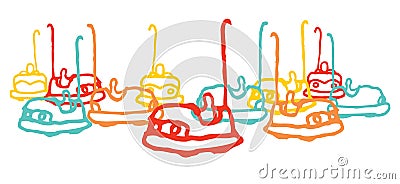 Colorful bumping cars Vector Illustration