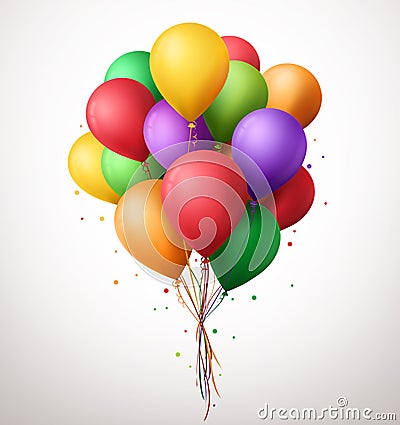 Colorful Bunch of Birthday Balloons Flying for Party and Celebrations Vector Illustration