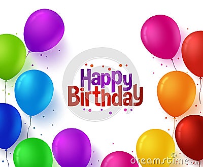 Colorful Bunch of Happy Birthday Balloons Background Vector Illustration