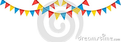 Colorful bunting party flags on white background Stock Photo