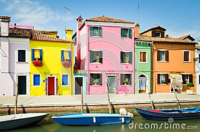 Colorful Burano Houses in Italy Editorial Stock Photo