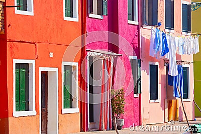 Colorful Burano Island near Venice, mediterranean sea, Italy Editorial Stock Photo