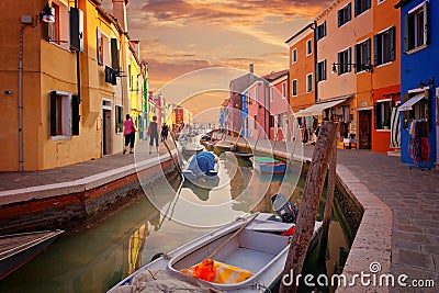 Colorful Burano Island near Venice, mediterranean sea, Italy Editorial Stock Photo