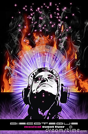 Colorful Burning Dj Background for Alternative Dis Stock Photo