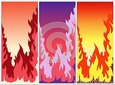 Colorful burning fires Stock Photo