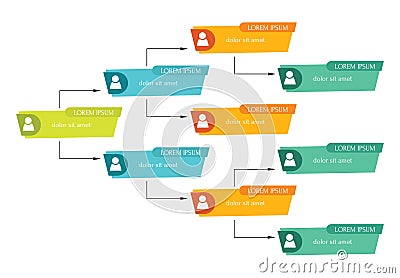 Colorful business structure concept, corporate organization chart Vector Illustration