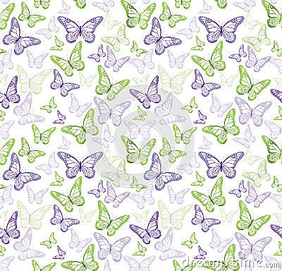 Colorful Butterflies Seamless Pattern Vector Illustration