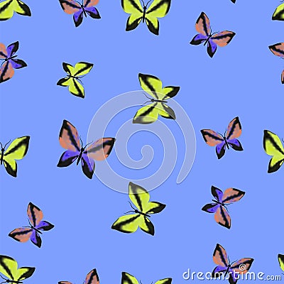 Colorful Butterflies Seamless Summer Pattern Vector Illustration