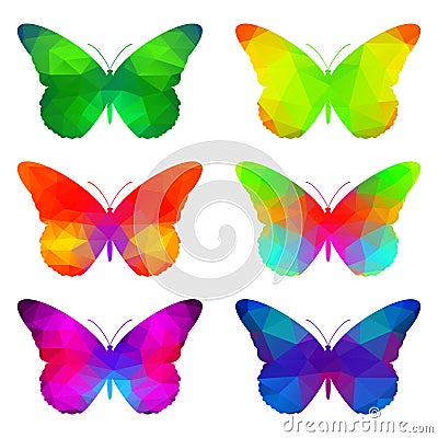 Colorful butterflies with triangular polygons Stock Photo