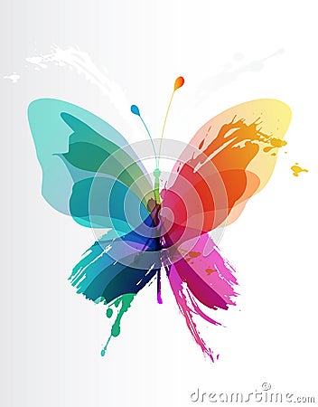 Colorful butterfly created from splash Vector Illustration