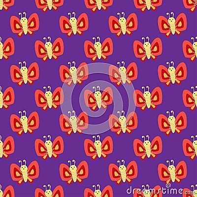 Colorful butterfly decorative seamless pattern vector graphic summer free fly present illustration. Vector Illustration