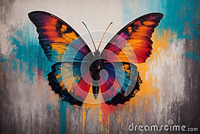 Colorful butterfly on grunge background Stock Photo