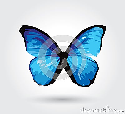 Blue butterfly isolated on white background Vector Illustration