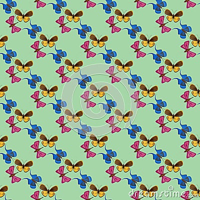 Colorful butterfly seamless pattern vector illustration. Vector Illustration