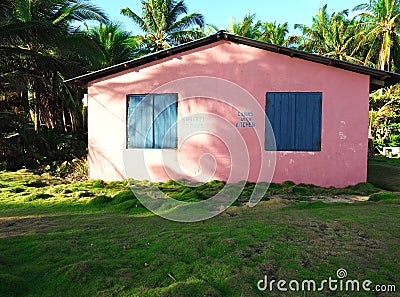 Colorful cabin for rent third world Big Corn Island Nicaragua Stock Photo