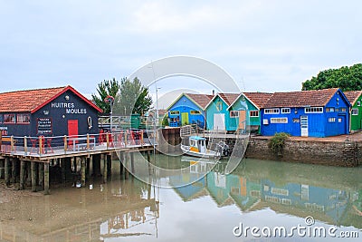 Colorful cabins on the island oleron france. Editorial Stock Photo