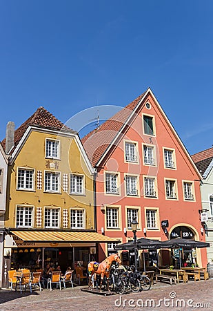 Colorful cafe in the historic center of Warendorf Editorial Stock Photo
