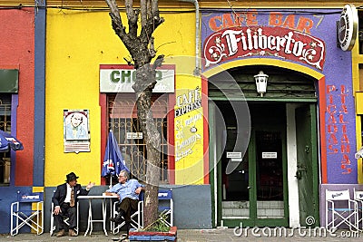 Colorful cafe in resort town La Boca, Buenos Aires Editorial Stock Photo