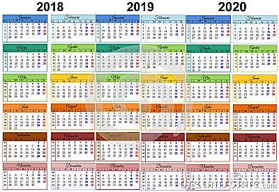 Colorful Calendar 2018 2019 2020 Romanian Stock Photo