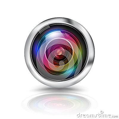 Colorful camera lens on white background. Vector Illustration