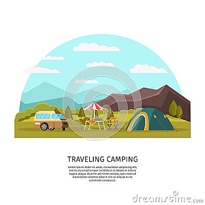 Colorful Camping Concept Vector Illustration