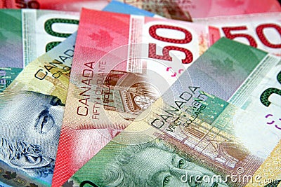 Colorful Canadian currency Editorial Stock Photo