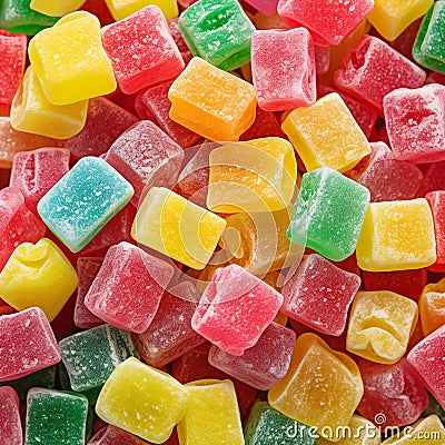 Colorful candies background, Top view, Jelly candies texture Cartoon Illustration