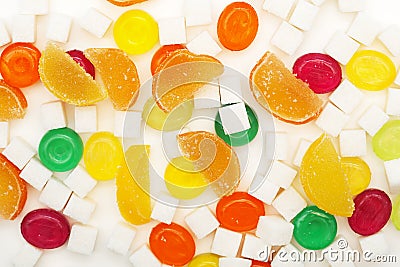 Colorful candies and jellies Stock Photo