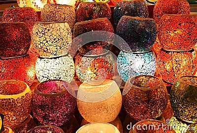 Colorful Candle Holders Stock Photo