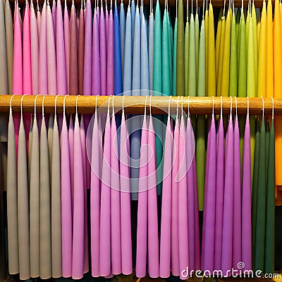 Colorful candles in a candle manufactory Stock Photo