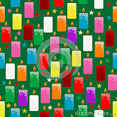 Colorful candles seamless pattern wrapping paper Vector Illustration