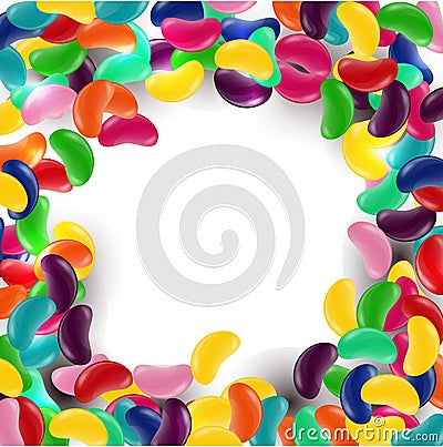 Colorful candy background with jelly beans Vector Illustration