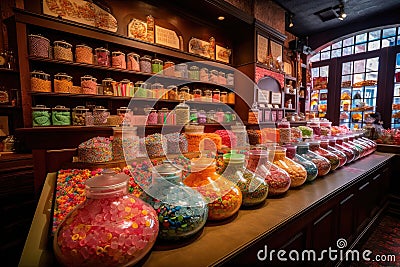 colorful candy shop with variety of sweet treats and confections on display Stock Photo