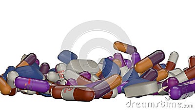 Colorful capsule pills & x28;3d rendered& x29; with transparent gel body Stock Photo