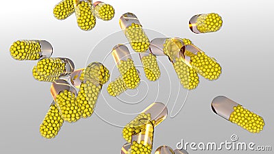 Colorful capsule pills & x28;3d rendered & x29; with transparent gel body Stock Photo