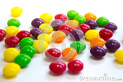 Colorful caramel candy on white background Stock Photo