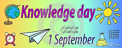 Colorful card for 1 September with words Knowledge day Stock Photo