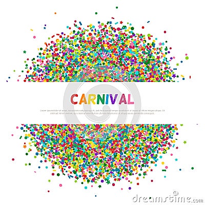 Colorful carnival confetti greeting card Vector Illustration