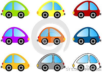 Colorful cartoon car set Stock Photo