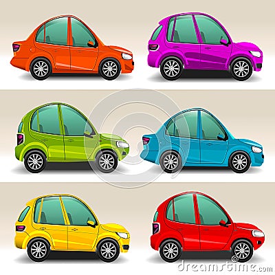 Colorful cartoon cars vector Vector Illustration