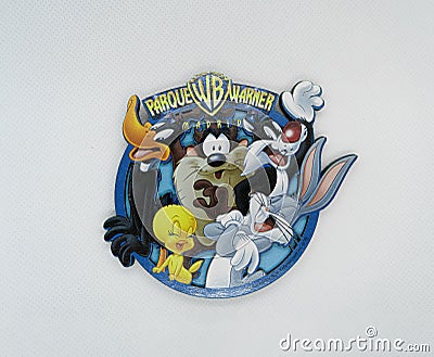 Colorful cartoon character sticker of classic Looney Tunes characters on a plain white background Editorial Stock Photo